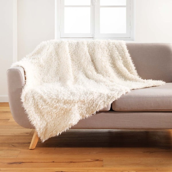 Pătură albă din blană artificială 180x220 cm Mouton – douceur d'intérieur