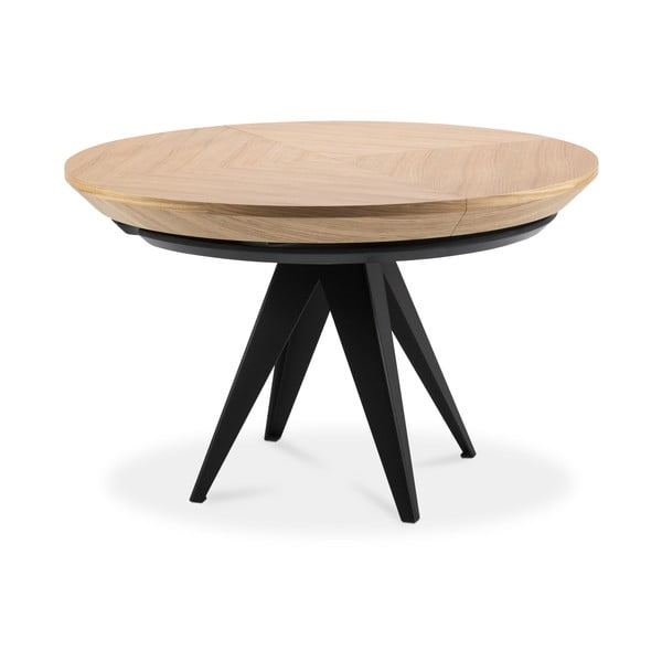 Masă de dining rotundă extensibilă cu blat cu aspect de lemn de stejar cu blat suplimentar ø 120 cm Magnus – Windsor & Co Sofas