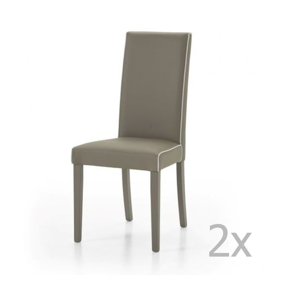 Set 2 scaune de lemn Castagnetti Ecco, gri - bej 