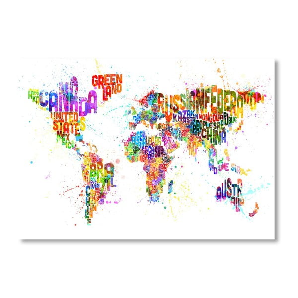 Poster cu harta lumii Americanflat Multi, 60 x 42 cm, multicolor