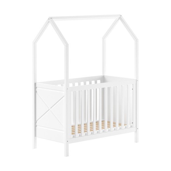 Pătuț alb din lemn de pin cu înălțime reglabilă 60x120 cm Scott – Vipack