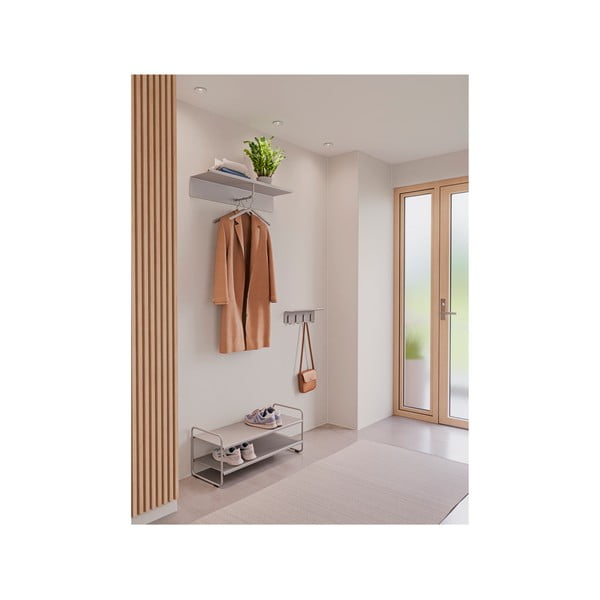 Cuier de perete gri deschis cu raft din oțel 21,5 cm A-Coat – Zone-image-2