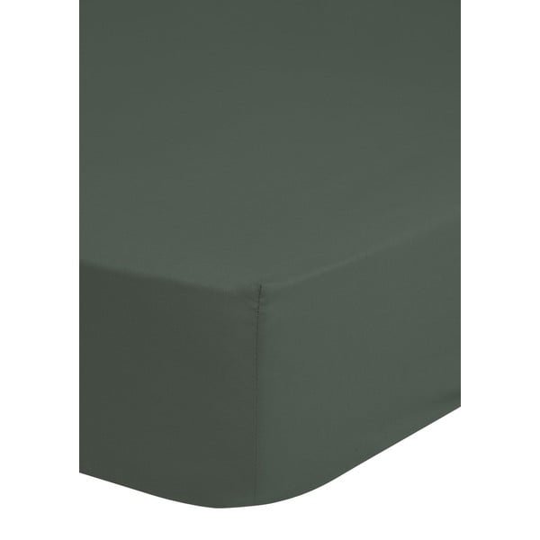 Cearșaf elastic din bumbac satinat HIP, 140 x 200 cm, verde închis-image-1