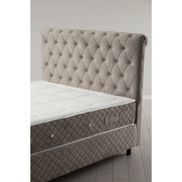 Pat boxspring bej cu spațiu de depozitare 140x200 cm Sonata – Kalune Design-image-1