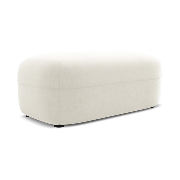 Taburet alb cu tapițerie din catifea Moana – Makamii-image-1