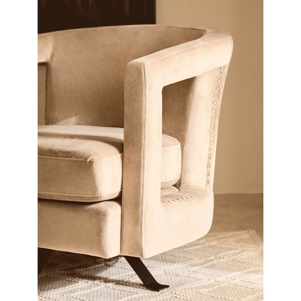 Fotoliu maro deschis pivotant cu tapițerie din catifea Hestia – Premier Housewares-image-1