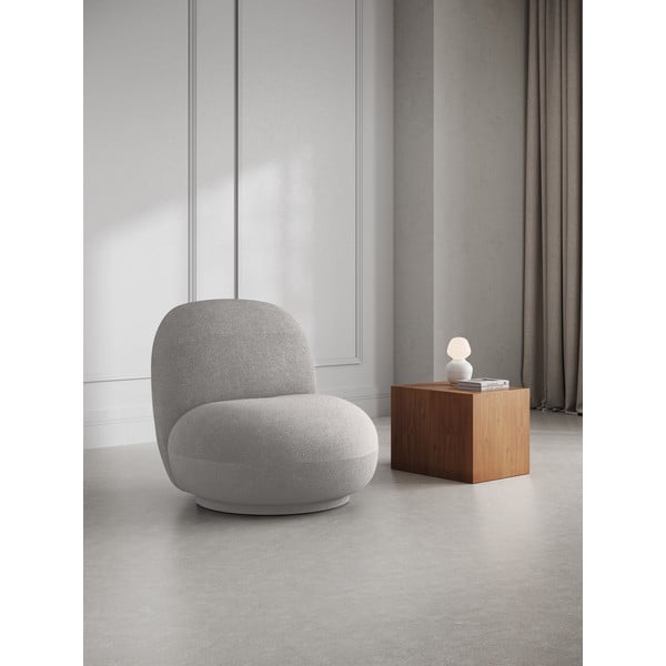 Fotoliu gri deschis cu tapițerie din stofă bouclé Chuck – Micadoni Home-image-1