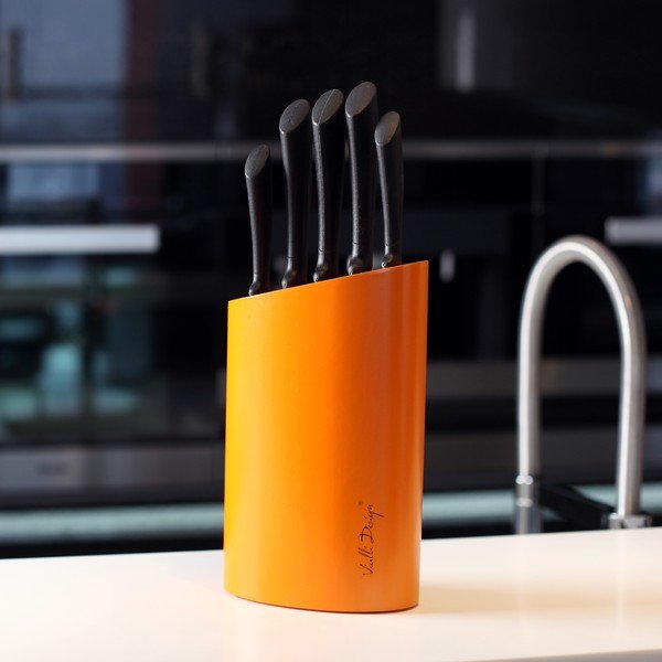 Set 5 cuțite cu suport Vialli Design, portocaliu-image-1