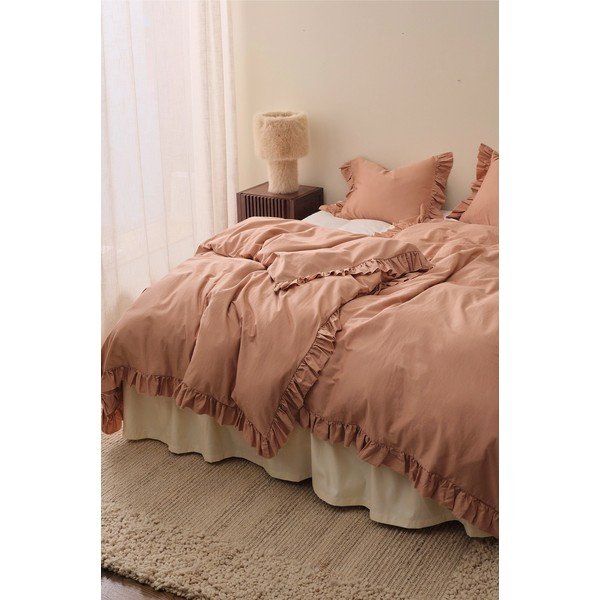 Lenjerie de pat roz prăfuit din bumbac satinat pentru pat de o persoană 150x210 cm Gloria – Ellos Home-image-1