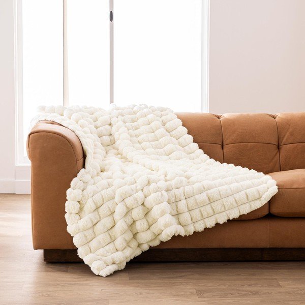Pătură crem din micropluș/cocolino/din blană artificială 180x220 cm Igloo – douceur d'intérieur-image-2