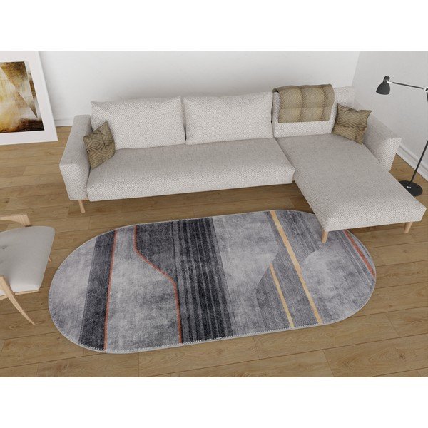 Covor gri lavabil 120x180 cm Oval – Vitaus-image-1
