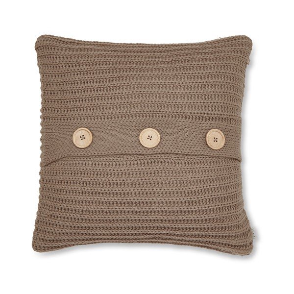 Husă pernă tricotată Catherine Lansfield Knit, 45 x 45 cm, maro-image-1
