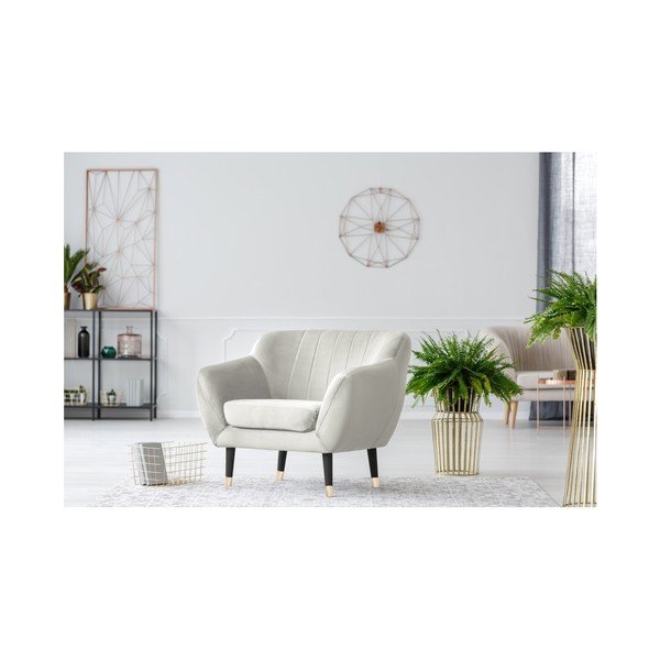 Fotoliu Mazzini Sofas BENITO cu picioare negre, crem-image-2