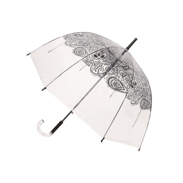 Umbrelă transparentă rezistentă la vânt Ambiance Black Paisley, ⌀ 85 cm