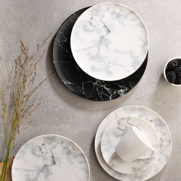 Set veselă din porțelan 8 piese Villeroy & Boch Marmory, negru - alb-image-1