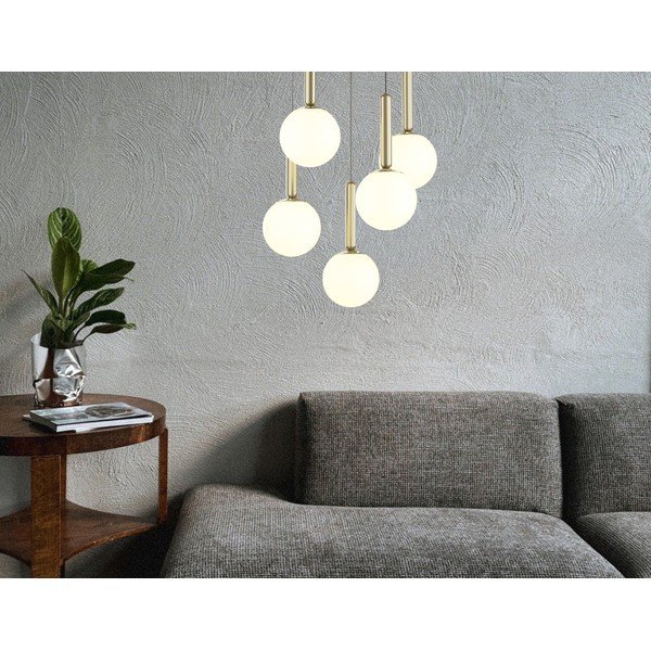 Lustră aurie cu abajur din sticlă ø 34 cm One – Squid Lighting-image-1