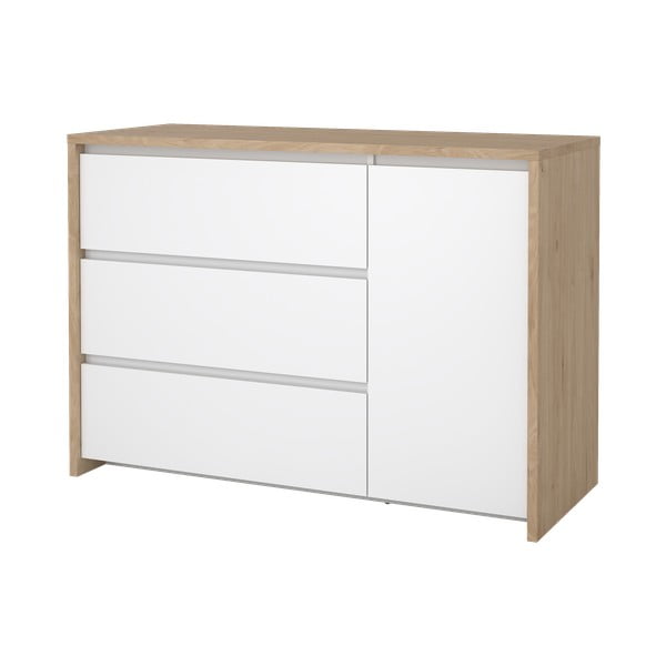 Comodă albă-în culoare naturală cu aspect de lemn de stejar 119x84x48 cm Next – Tvilum-image-4