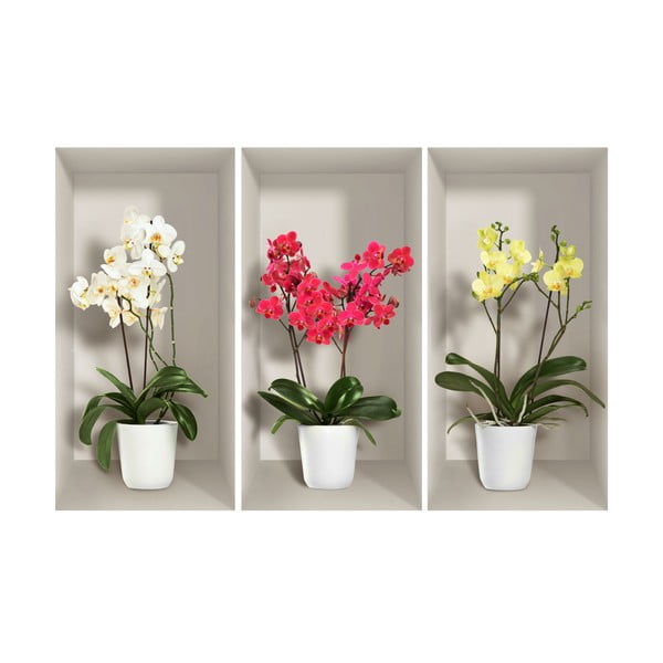 Set 3 autocolante 3D pentru perete Ambiance Orchids-image-2
