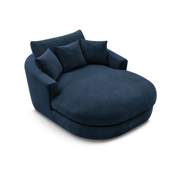 Fotoliu albastru închis cu tapițerie din chenille Belem – Bobochic Paris-image-4