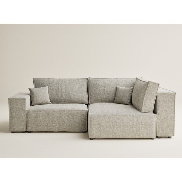 Colțar bej extensibil/cu spațiu de depozitare cu tapițerie din chenille (cu colț pe partea dreaptă/în formă de ”L”) Tonga – Maison de Rêve-image-2