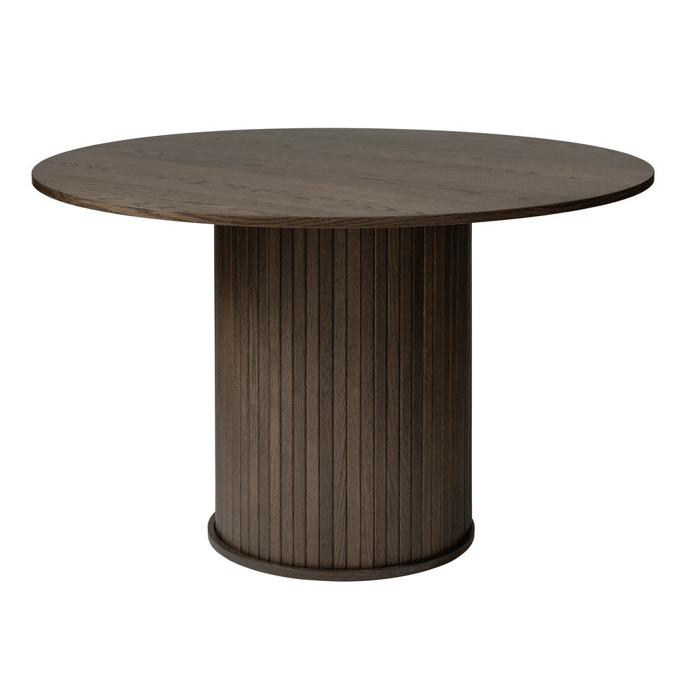 Masă de dining rotundă cu aspect de lemn de stejar ø 120 cm Nola – Unique Furniture
