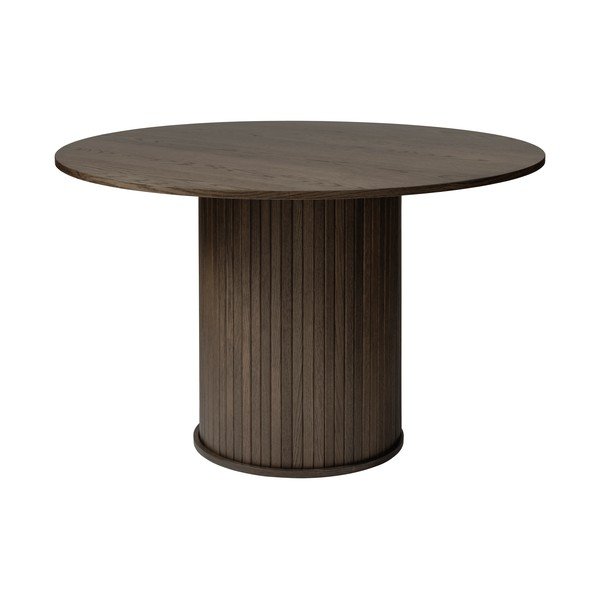 Masă de dining rotundă cu aspect de lemn de stejar ø 120 cm Nola – Unique Furniture