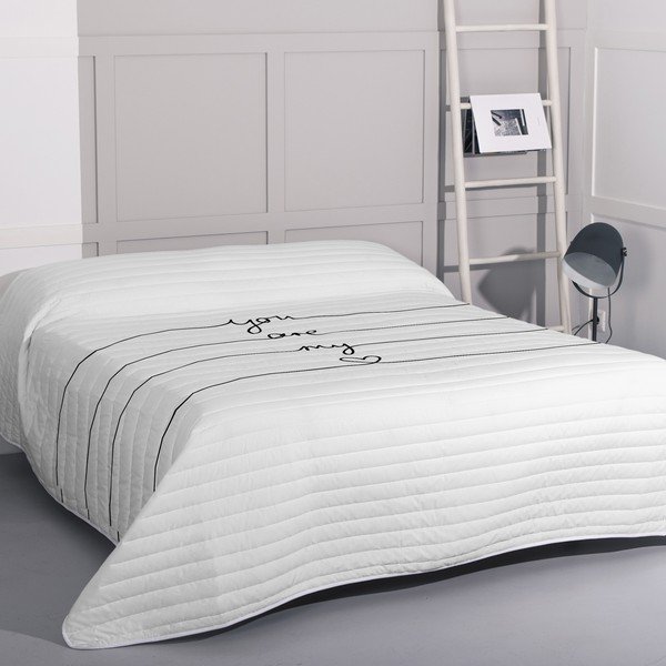 Cuvertură albă matlasată din bumbac 240x260 cm My love – Blanc-image-1