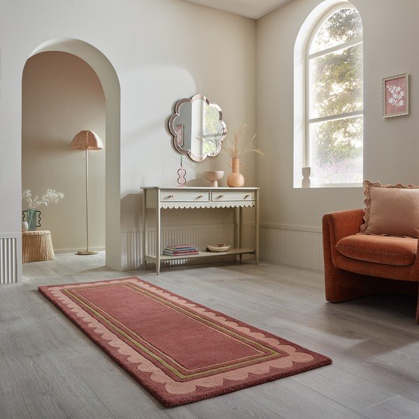 Covor tip traversă burgundy țesut manual din lână 80x230 cm Lois – Flair Rugs-image-1