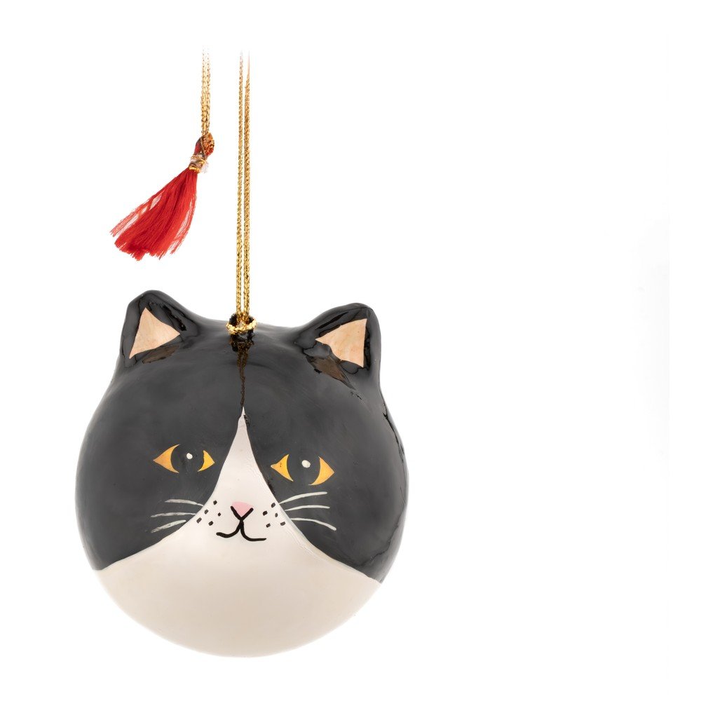 Ornament de Crăciun din hârtie 8 cm Black Cat – Sass & Belle