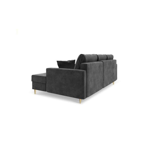 Canapea extensibilă cu spațiu de depozitare Mazzini Sofas Muguet, pe partea stângă, gri închis-image-3