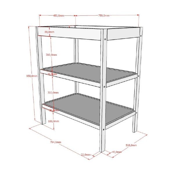 Masă de înfășat maro din lemn de fag Dino – Vipack-image-2