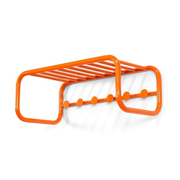 Cuier de perete portocaliu cu raft din metal 72 cm Retro – Spinder Design-image-2