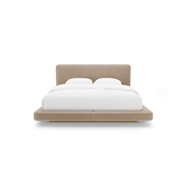 Pat matrimonial maro deschis tapițat 140x200 cm Linea – Micadoni -image-3