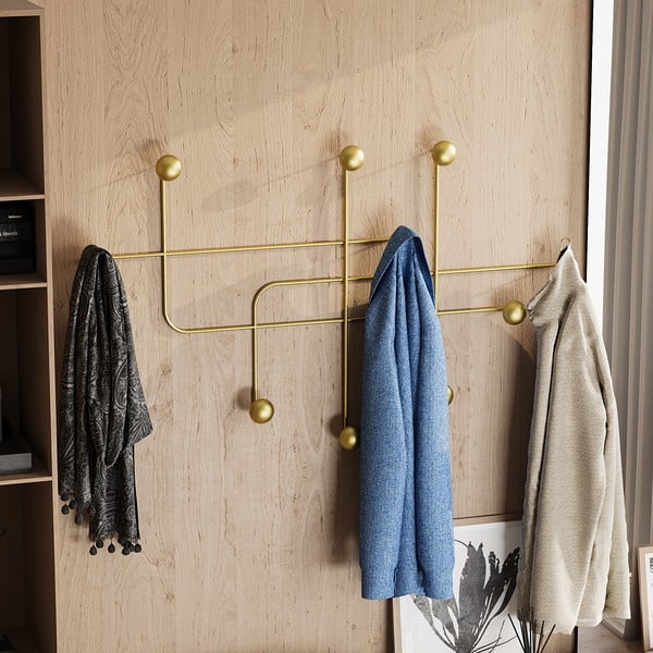 Cuier de perete auriu din metal Dama – Kalune Design-image-2