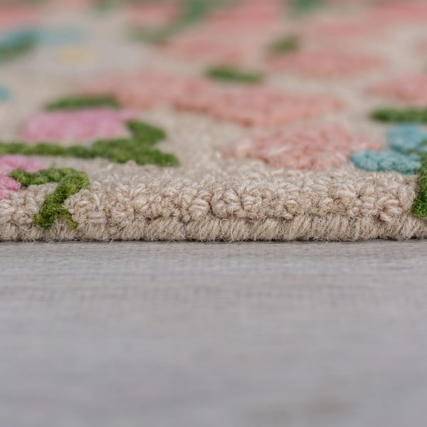 Covor crem țesut manual din lână 200x290 cm Emilia Floral – Flair Rugs-image-4