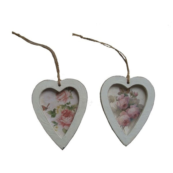 Set 2 inimi decorative de agățat Antic Line