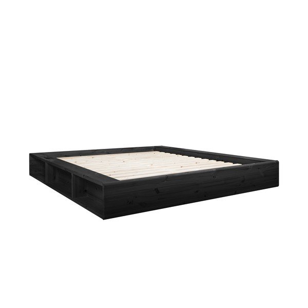 Pat dublu din lemn masiv cu spațiu de depozitare și futon negru Double Latex Karup Design, 160 x 200 cm, negru-image-3
