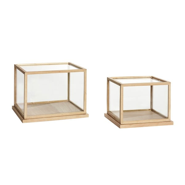 Set 2 cutii decorative pentru depozitare cu o construcție din lemn de stejar Hübsch Oak Display Low