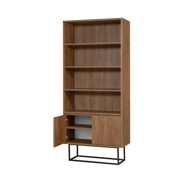 Bibliotecă în culoare naturală cu aspect de lemn de nuc 80x182 cm Rodez – Kalune Design-image-2