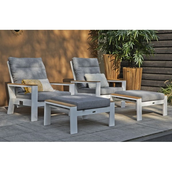 Fotoliu de grădină alb/gri din metal Valerie – Exotan-image-1