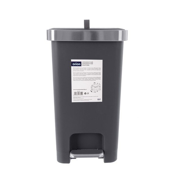 Coș de gunoi gri cu pedală din plastic 15 l Premier – Orion-image-3