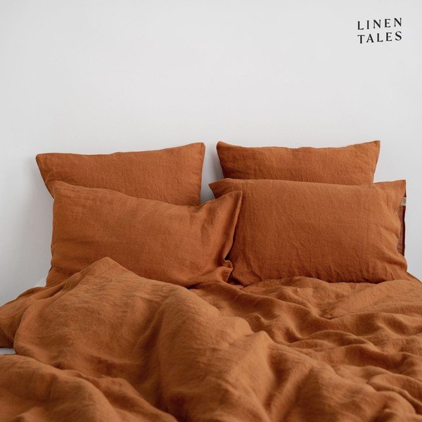 Lenjerie de pat cărămizie din in pentru pat dublu/extinsă 200x220 cm – Linen Tales-image-1