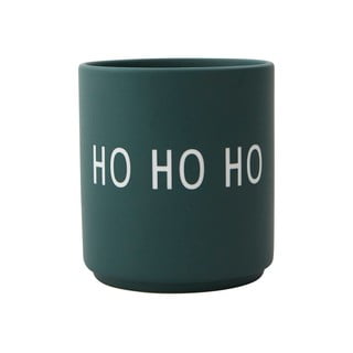Cană din porțelan Design Letters Favourite Ho Ho Ho, verde închis