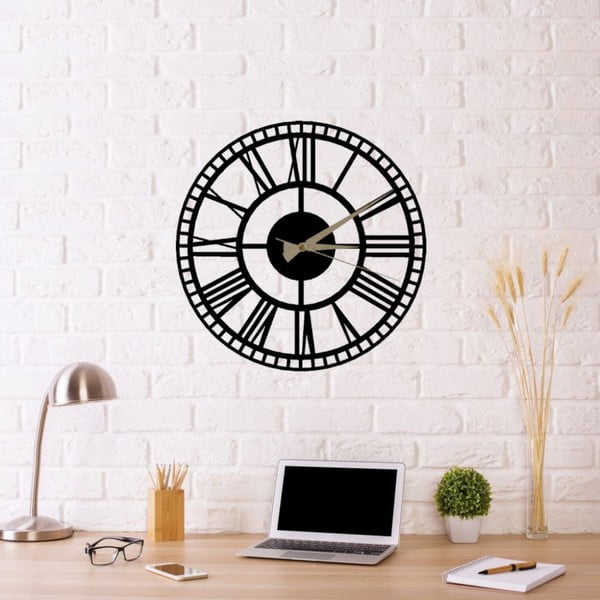 Ceas de perete Roman Clock 2, ⌀ 50 cm, negru-image-1
