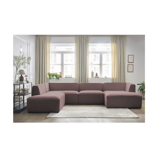 Colțar modular roz (cu colț pe partea stângă/în formă de "U") Megeve – Bobochic Paris-image-1