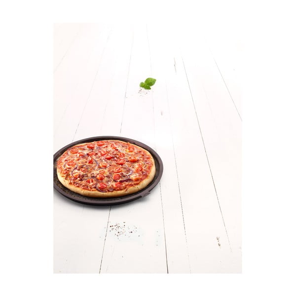 Tavă rotundă din silicon pentru pizza Lékué Pizza, ⌀ 36 cm, maro-image-1