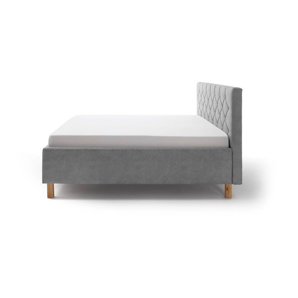 Pat matrimonial gri deschis tapițat cu spațiu de depozitare cu somieră 160x200 cm San Remo – Meise Möbel-image-3