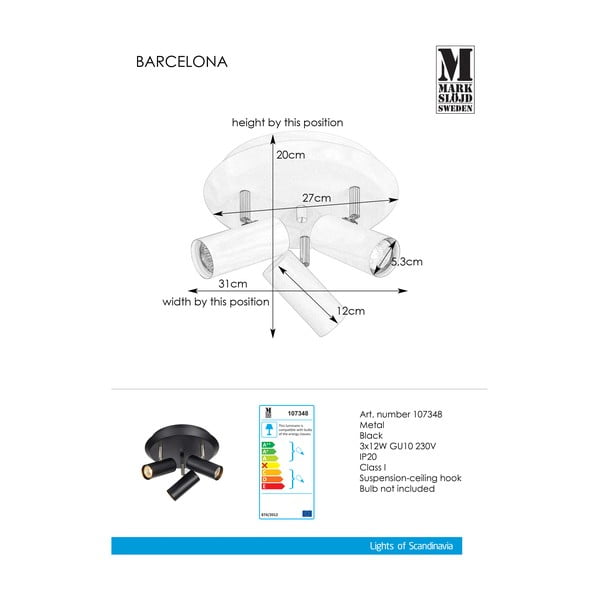 Aplică Markslöjd Barcelona Tres, negru-image-2