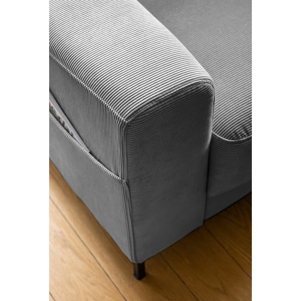 Fotoliu gri cu tapițerie din catifea reiată Lofty Lilly – Miuform-image-4