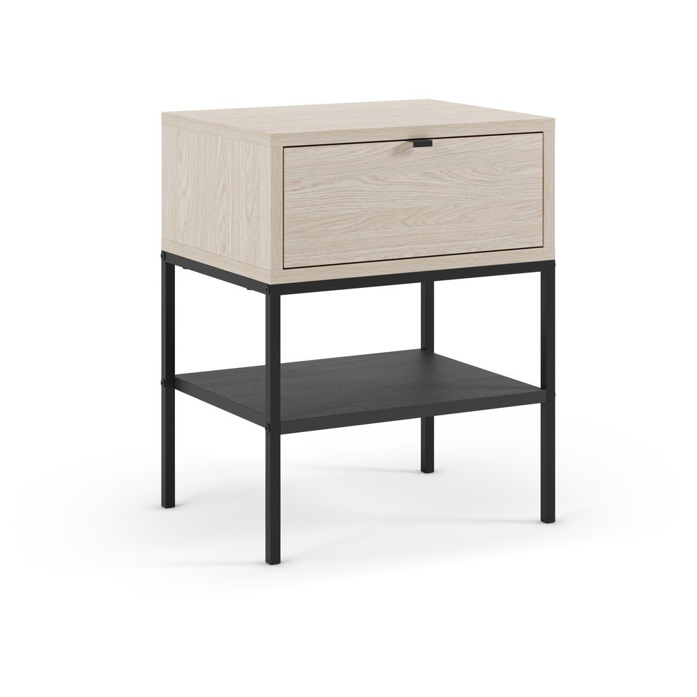 Noptieră în culoare naturală deschisă cu rafturi cu aspect mat Sali – Marckeric